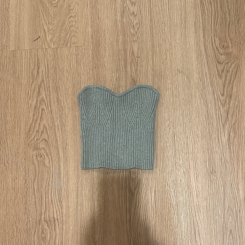 Gray/Green Ribbed Women's Tube Top